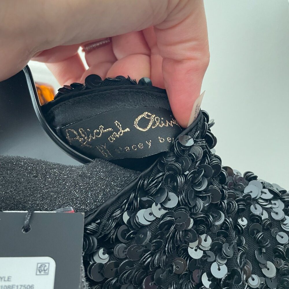 ALICE + OLIVIA Inka Sequin Maxi Gown Black Size 2 NEW WITH TAGS IN ORIGINAL BAG - Picture 6 of 10